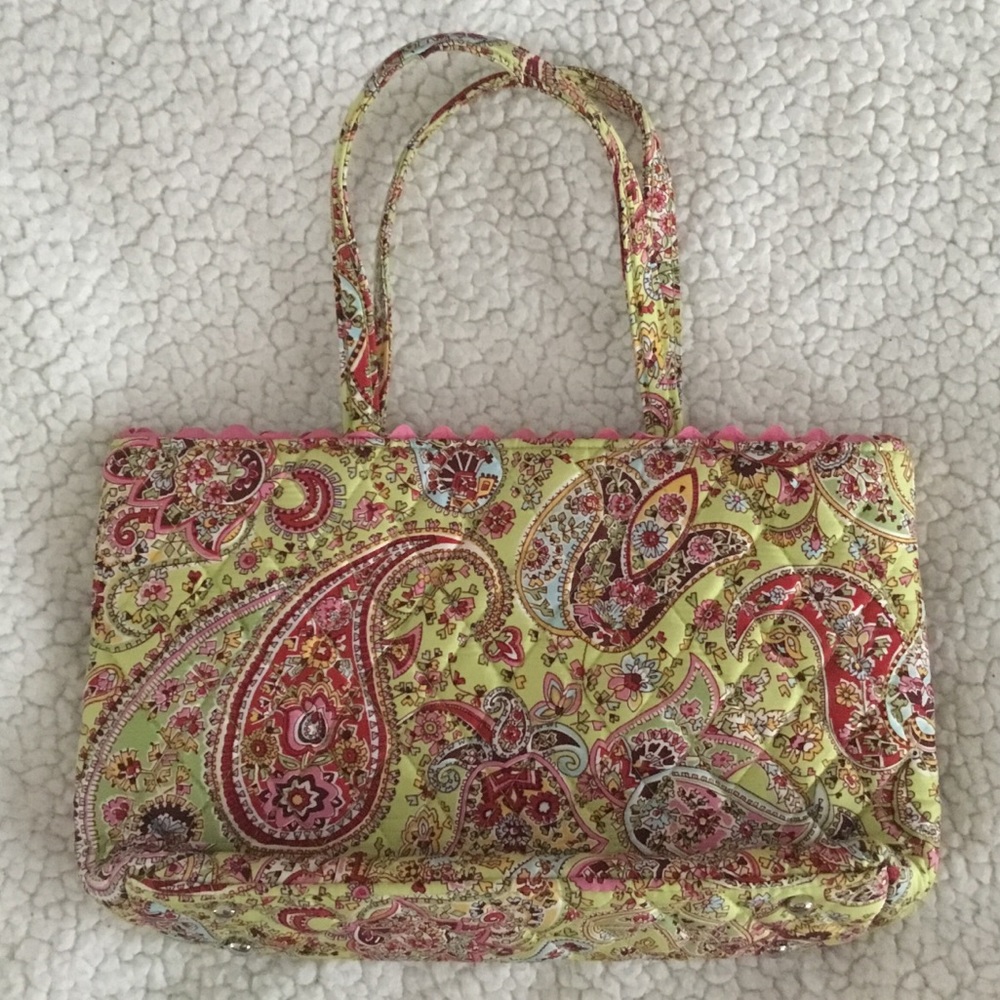 Vera Bradley Pink & Green Paisley Silk Handbag
